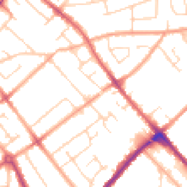 Daytime road noise heatmap for LU4 9DD