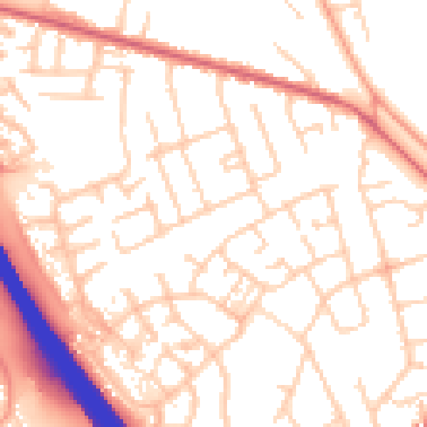 Daytime road noise heatmap for LU4 9EU