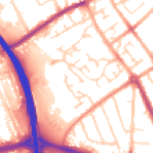 Daytime road noise heatmap for LU4 9FN