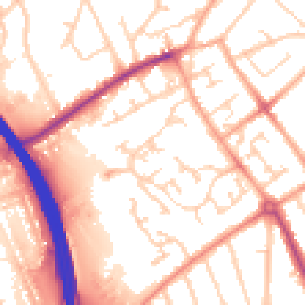 Daytime road noise heatmap for LU4 9GD