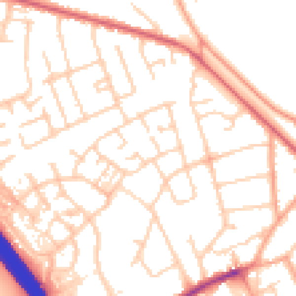 Daytime road noise heatmap for LU4 9JN