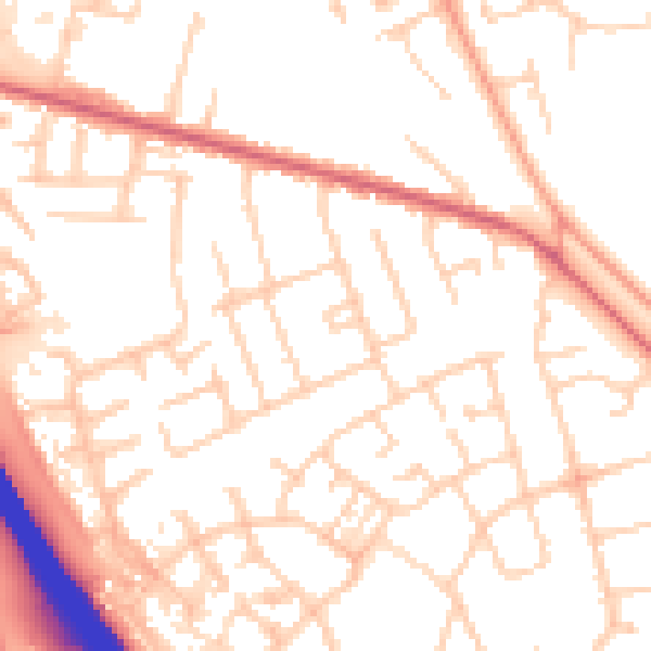 Daytime road noise heatmap for LU4 9JQ