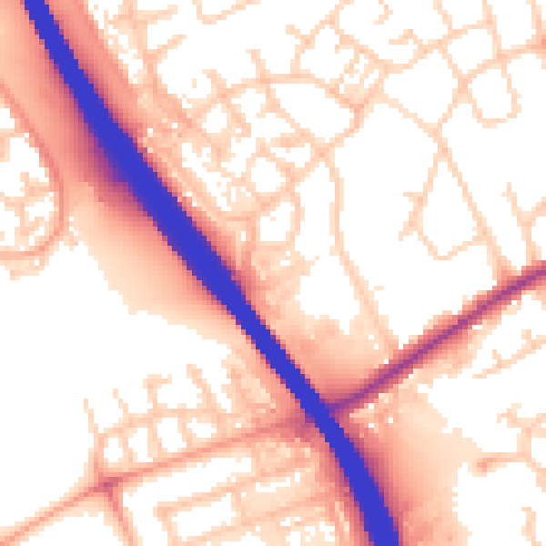 Daytime road noise heatmap for LU4 9NX