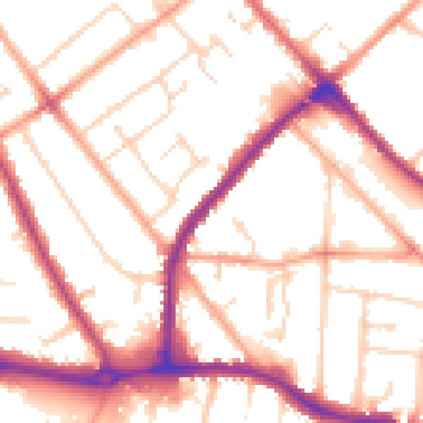 Daytime road noise heatmap for LU4 9RR