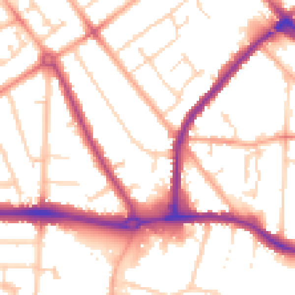 Daytime road noise heatmap for LU4 9SF