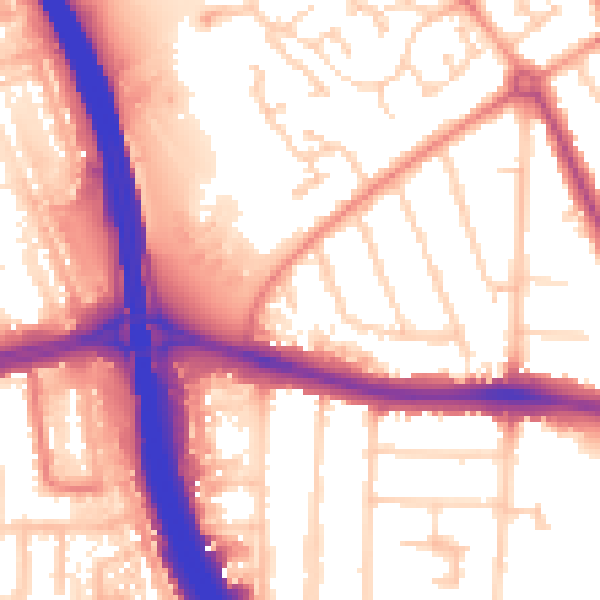 Daytime road noise heatmap for LU4 9TF