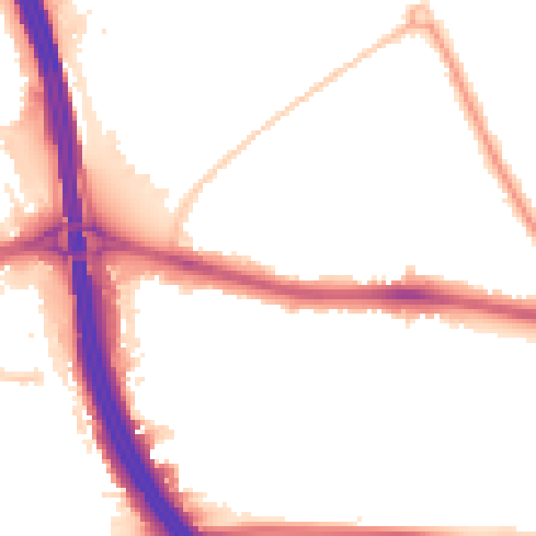 Night-time road noise heatmap for LU4 9TP
