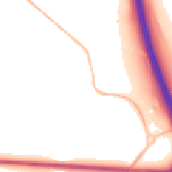 Night-time road noise heatmap for LU4 9UE