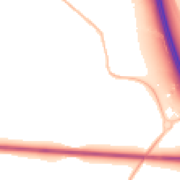 Night-time road noise heatmap for LU4 9UF