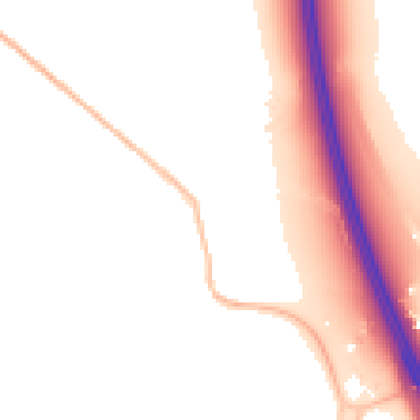 Night-time road noise heatmap for LU4 9UJ