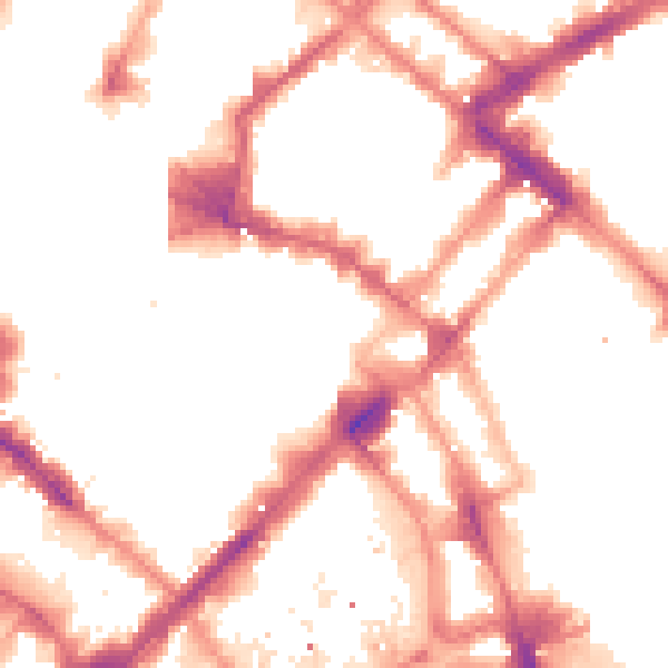Night-time road noise heatmap for M1 1LU