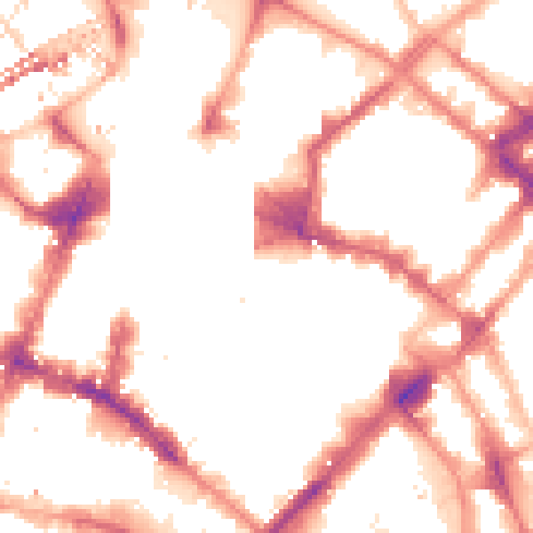 Night-time road noise heatmap for M1 1NN