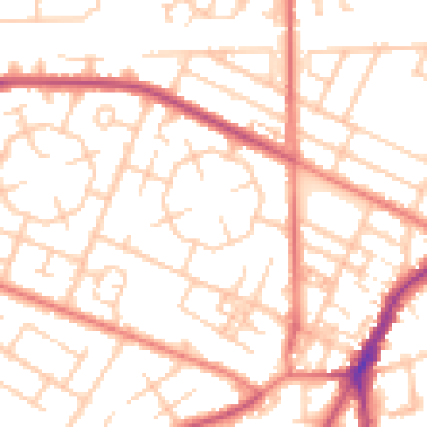 Daytime road noise heatmap for M20 1AL