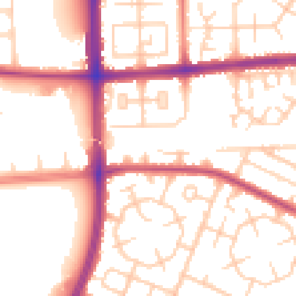 Daytime road noise heatmap for M20 1BD