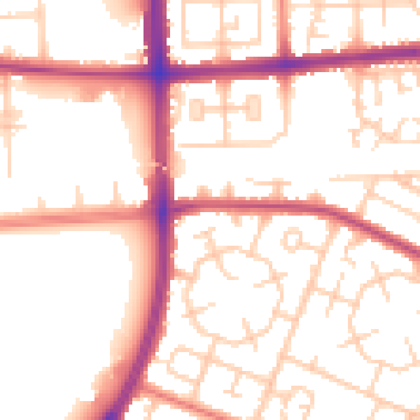 Daytime road noise heatmap for M20 1BJ