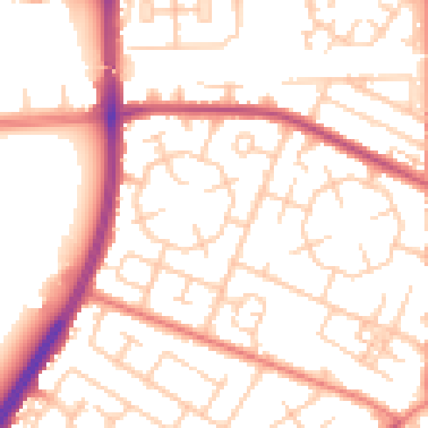 Daytime road noise heatmap for M20 1BW