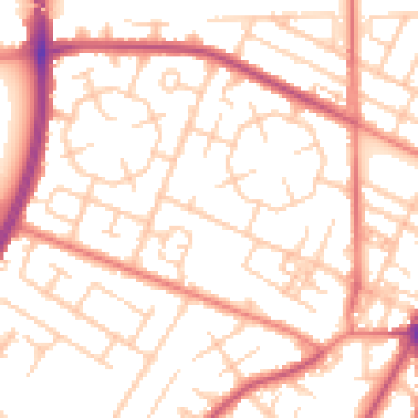 Daytime road noise heatmap for M20 1DE