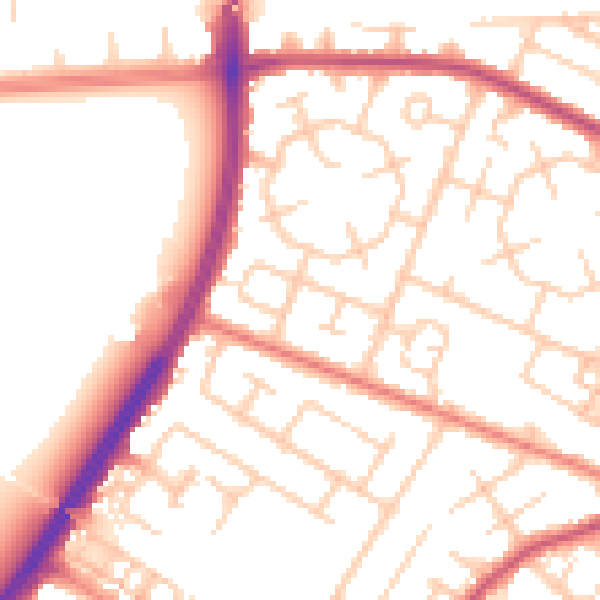 Daytime road noise heatmap for M20 1DG