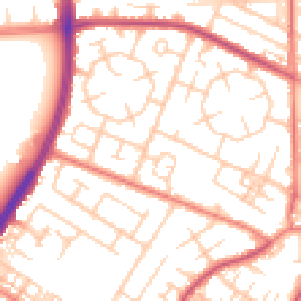 Daytime road noise heatmap for M20 1DN