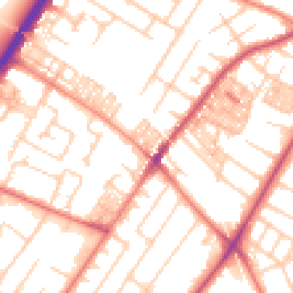 Daytime road noise heatmap for M20 1JG