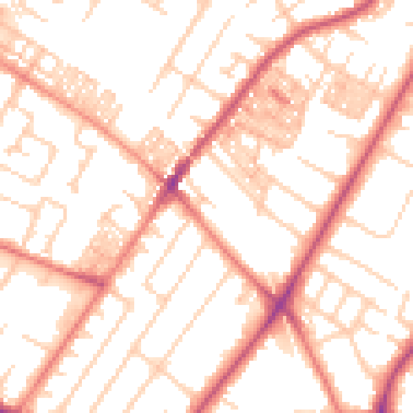 Daytime road noise heatmap for M20 1JN