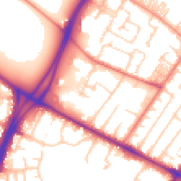 Daytime road noise heatmap for M20 2NP
