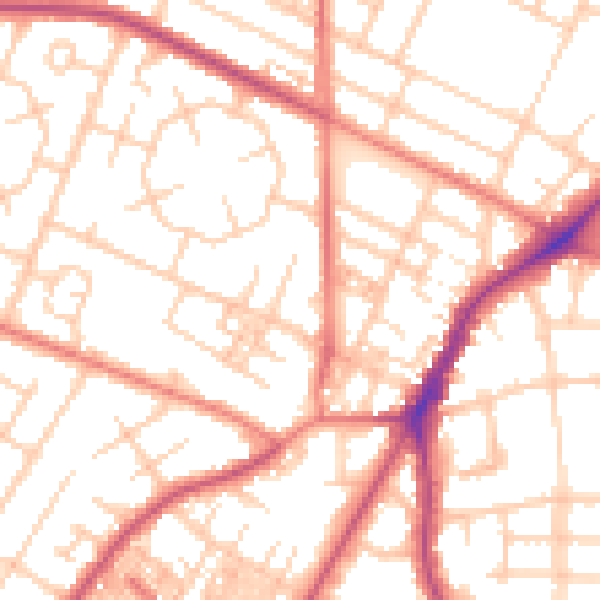 Daytime road noise heatmap for M20 3GJ
