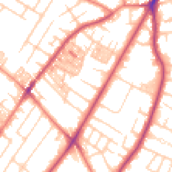 Daytime road noise heatmap for M20 3JN