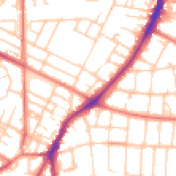 Daytime road noise heatmap for M20 3WA
