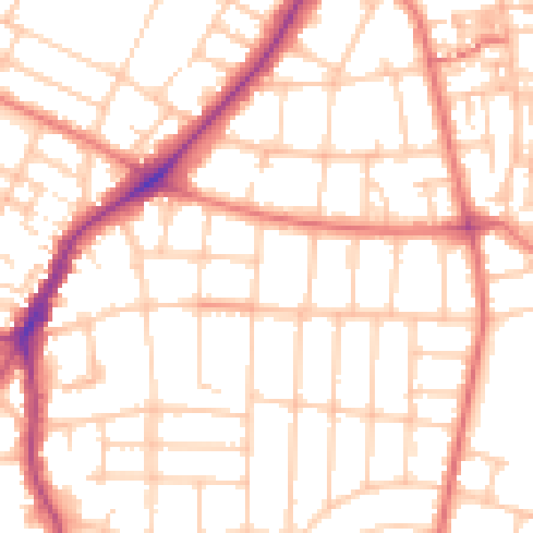 Daytime road noise heatmap for M20 4NQ