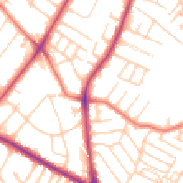 Daytime road noise heatmap for M20 6DR