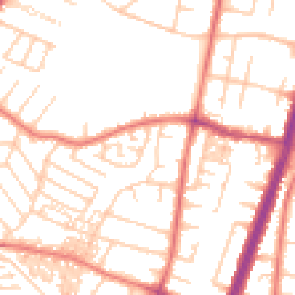Daytime road noise heatmap for M20 6EB
