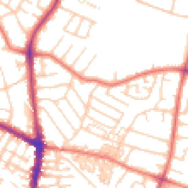 Daytime road noise heatmap for M20 6SR