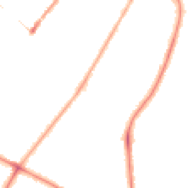 Night-time road noise heatmap for M20 6UR