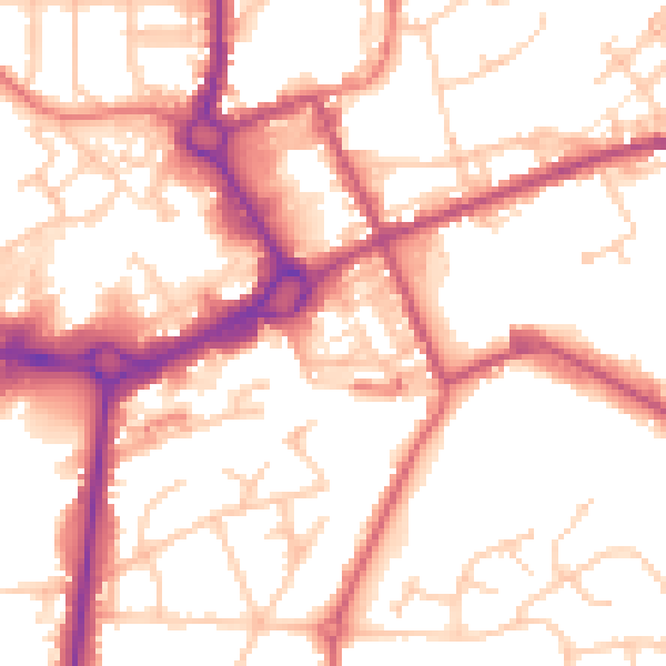 Daytime road noise heatmap for M24 1BL