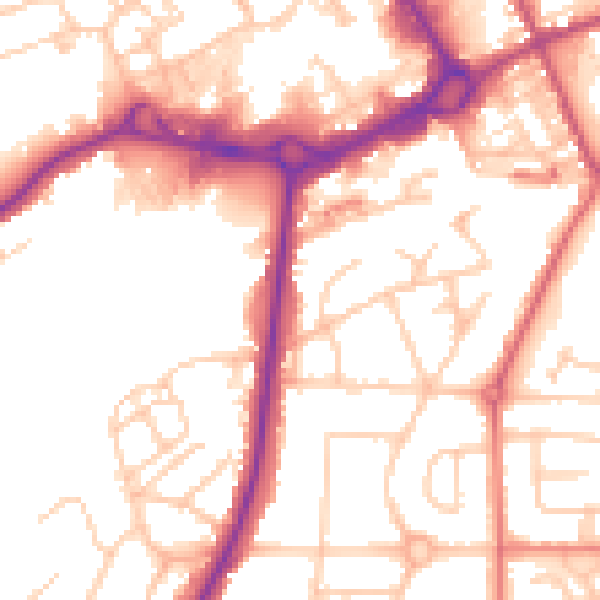 Daytime road noise heatmap for M24 1DA