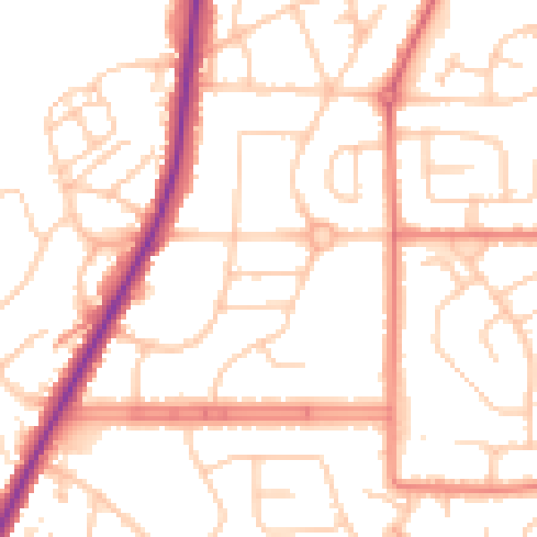 Daytime road noise heatmap for M24 1JX