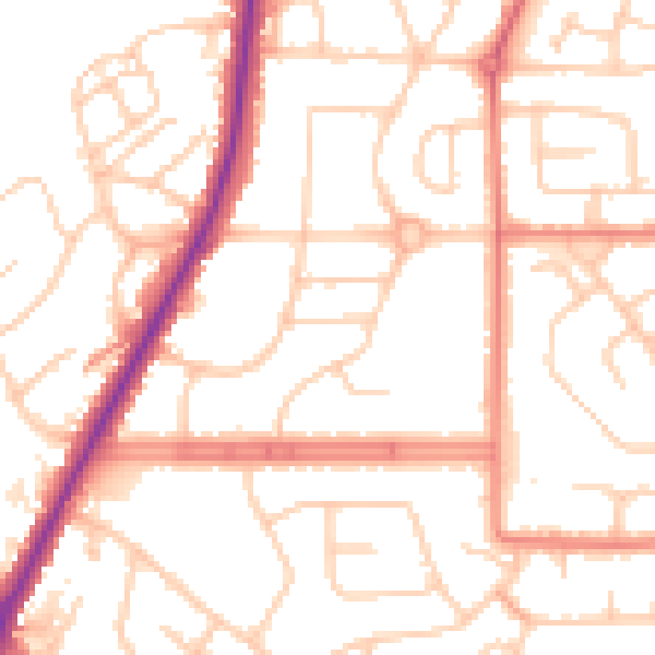 Daytime road noise heatmap for M24 1JY