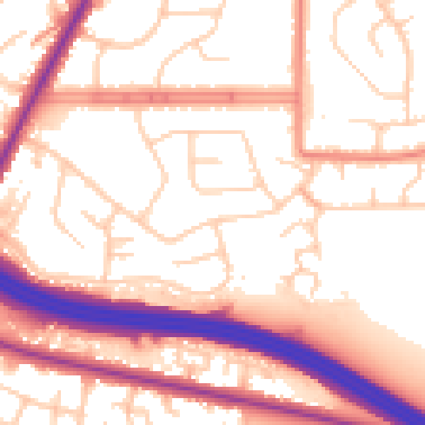 Daytime road noise heatmap for M24 1QD