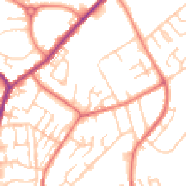 Daytime road noise heatmap for M24 2NG