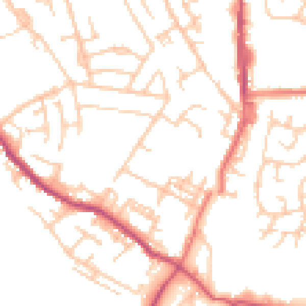 Daytime road noise heatmap for M24 2UQ