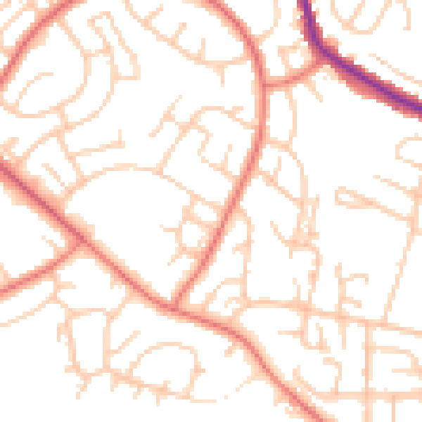 Daytime road noise heatmap for M24 5NX