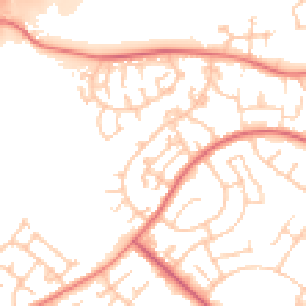 Daytime road noise heatmap for M24 5PW