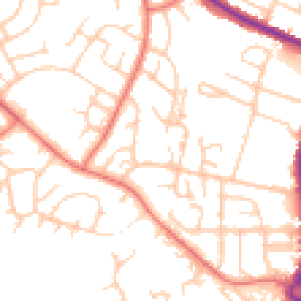 Daytime road noise heatmap for M24 5RG