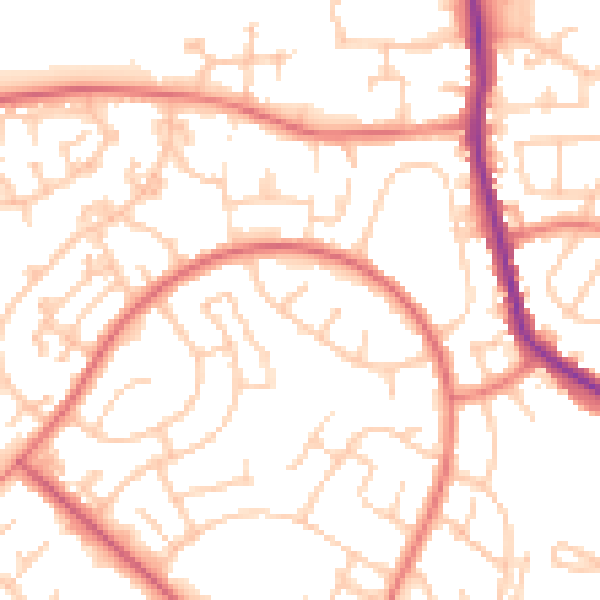 Daytime road noise heatmap for M24 5WW
