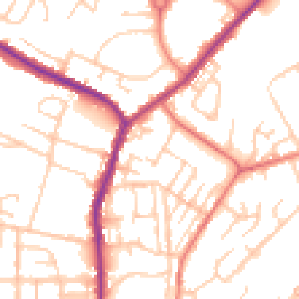 Daytime road noise heatmap for M24 6AD