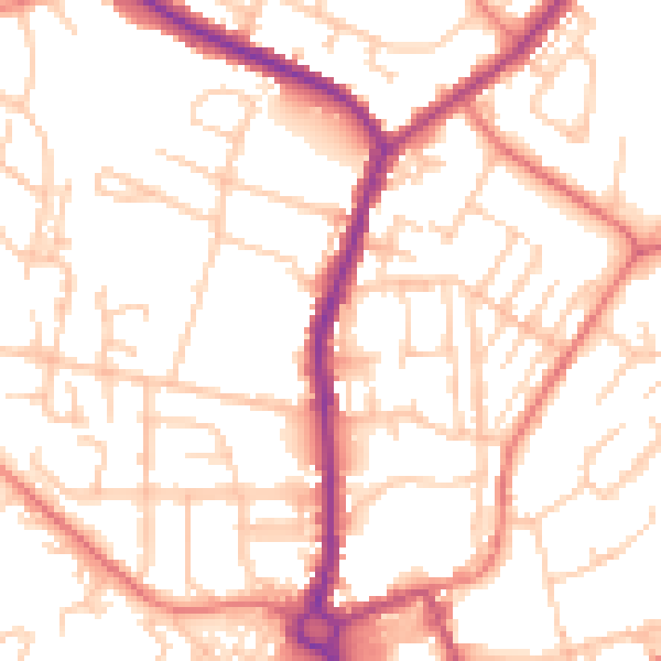 Daytime road noise heatmap for M24 6DQ