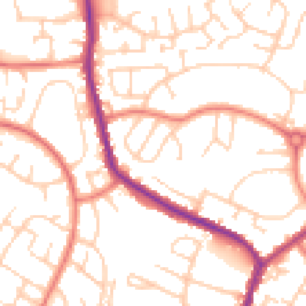 Daytime road noise heatmap for M24 6EU