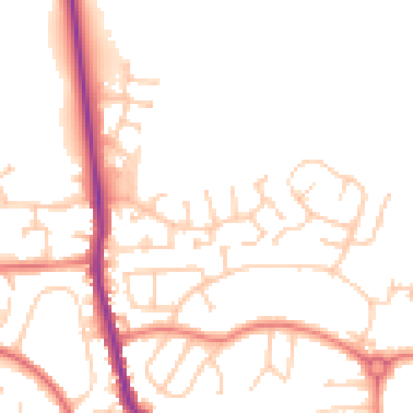 Daytime road noise heatmap for M24 6TD