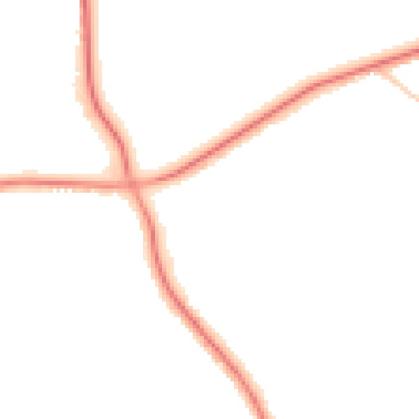 Night-time road noise heatmap for M25 0DP